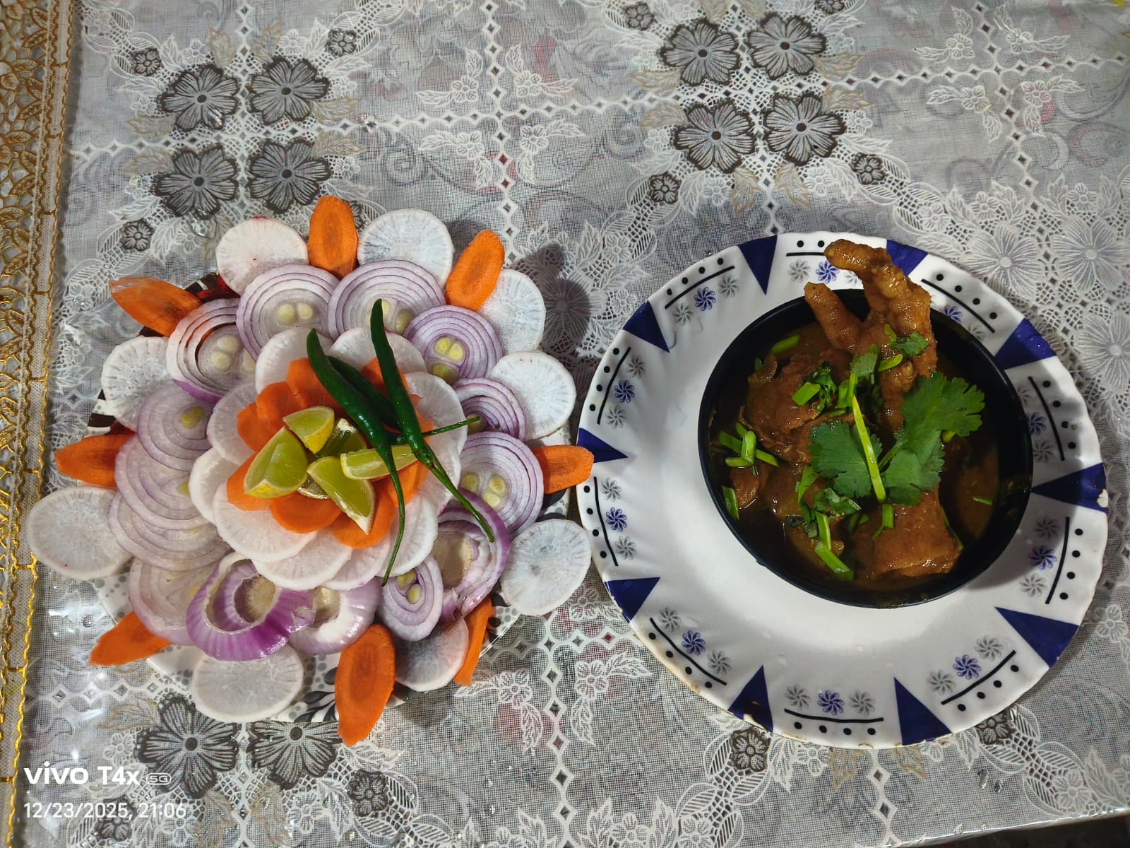 Meal served at the homestay